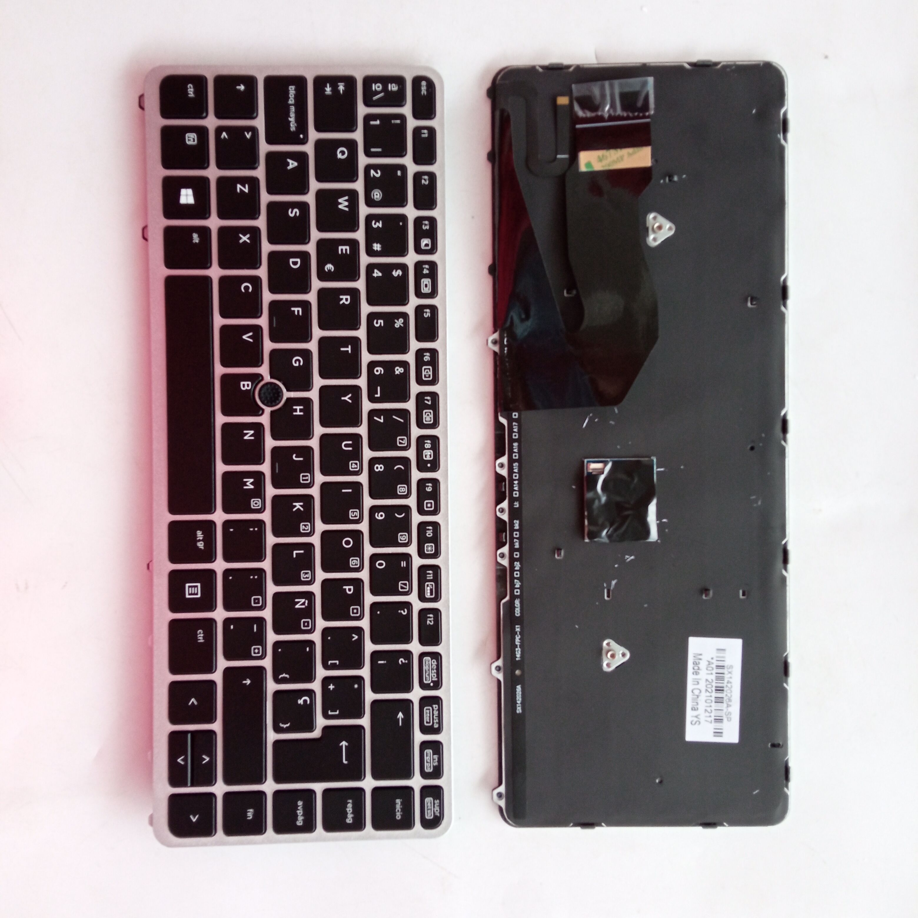 Picture of New Replacement Laptop Keyboard For HP 840G1/840G2/850G1/850G2/745G1/745G2/ZBOOK14 G1 G2 SILVER FRAME BLACK With Point Backlit (OEM) SP Layout
